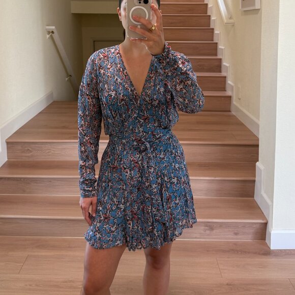 IRO Bustle Dress Mini Long-Sleeve Blue Size US 34/XS - Picture 3 of 6